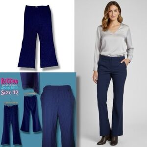 Bitten Sarah Jessica Parker Y2K Pants Mercer Navy Wool Pinstripe Wide Leg Sz-12